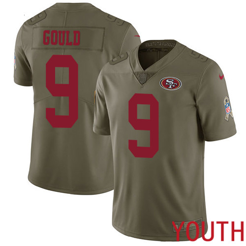 San Francisco 49ers Limited Olive Youth Robbie Gould NFL Jersey #9 2017 Salute to Service